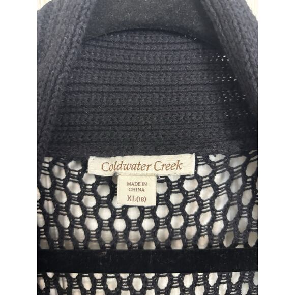 Coldwater Creek Rabbit Hair Blend Black Open Front Long Line Cardigan Size XL - Picture 4 of 8